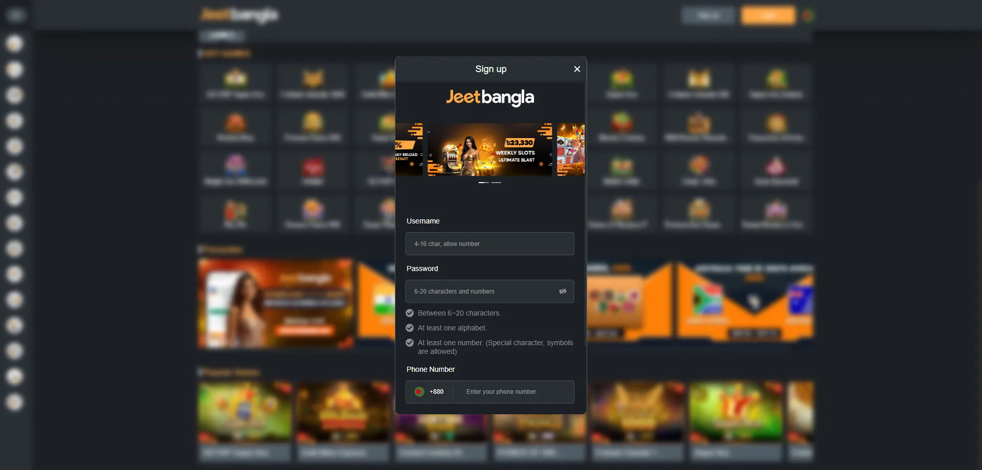 How to register and create an account at jeetbangla casino